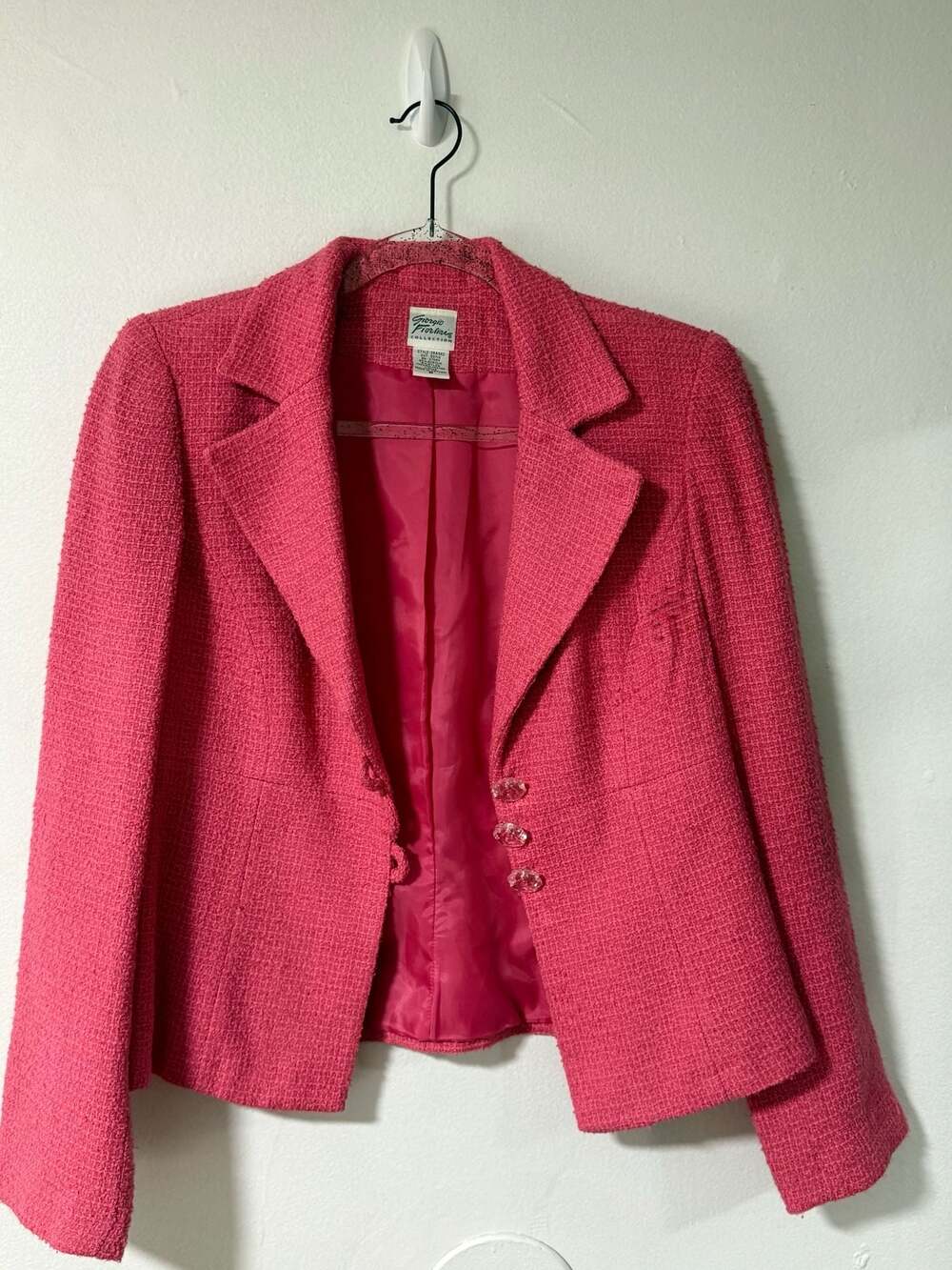Giorgio Fiorini Collection Pink Tweed Blazer Jacket Style 35A562 Size 8